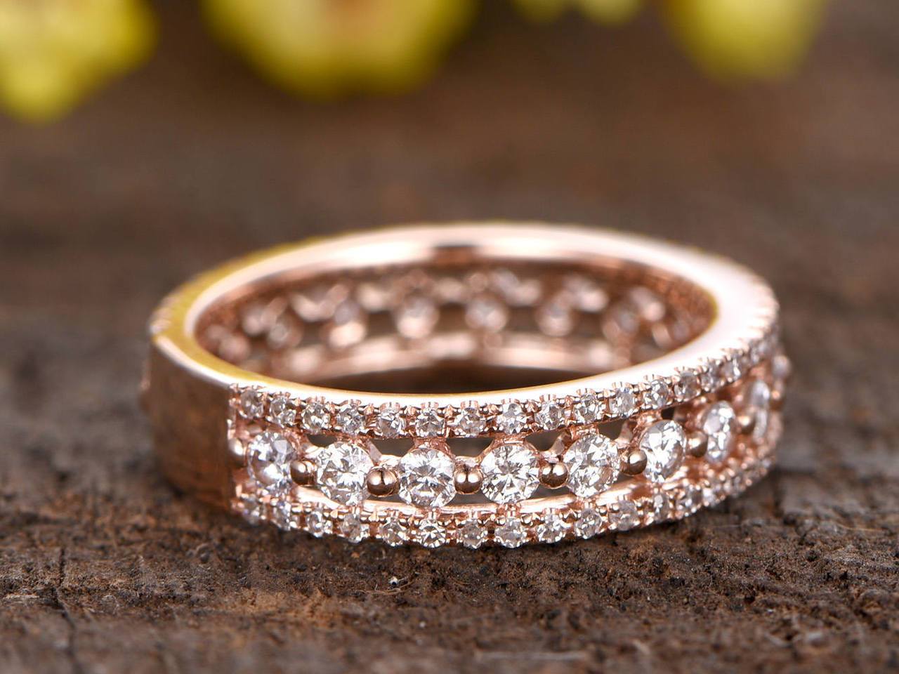 0.75 Carat Round cut Pave Stackable Ring