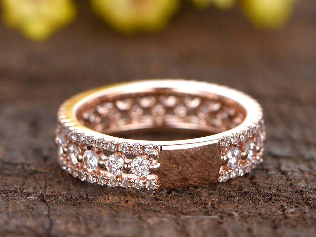 0.75 Carat Round cut Pave Stackable Ring