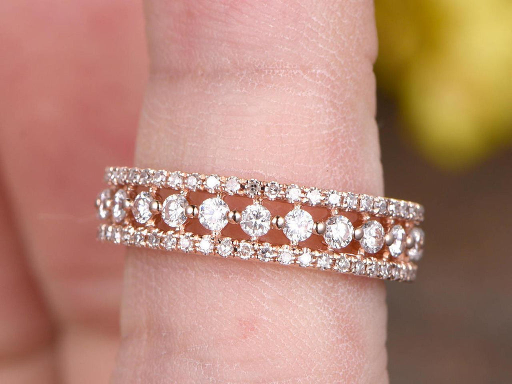0.75 Carat Round cut Pave Stackable Ring