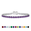 11 TCW Round Cut February - Amethyst - Birthstone Tennis Bracelet for Women in Eternity Design - White Gold Plating, Female, Adult