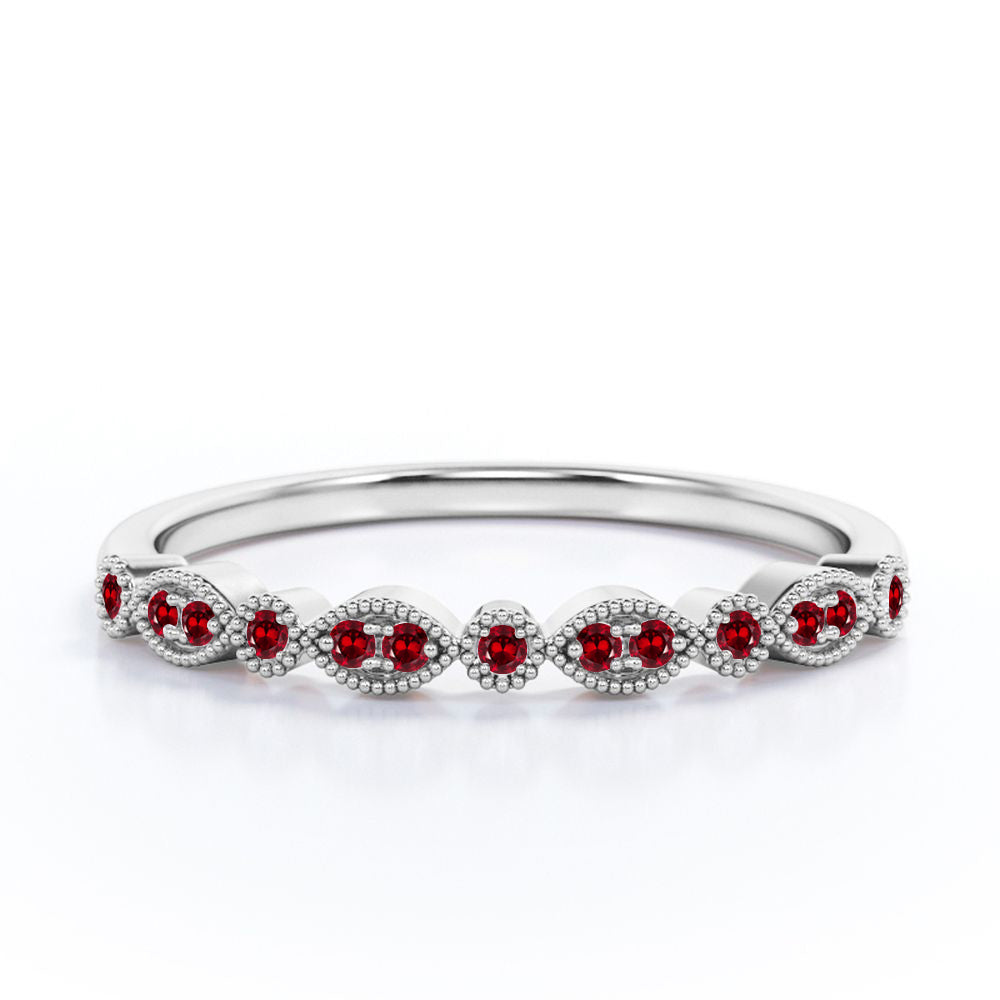 0.25 Carat January Birthstone Art-Deco Wedding Band