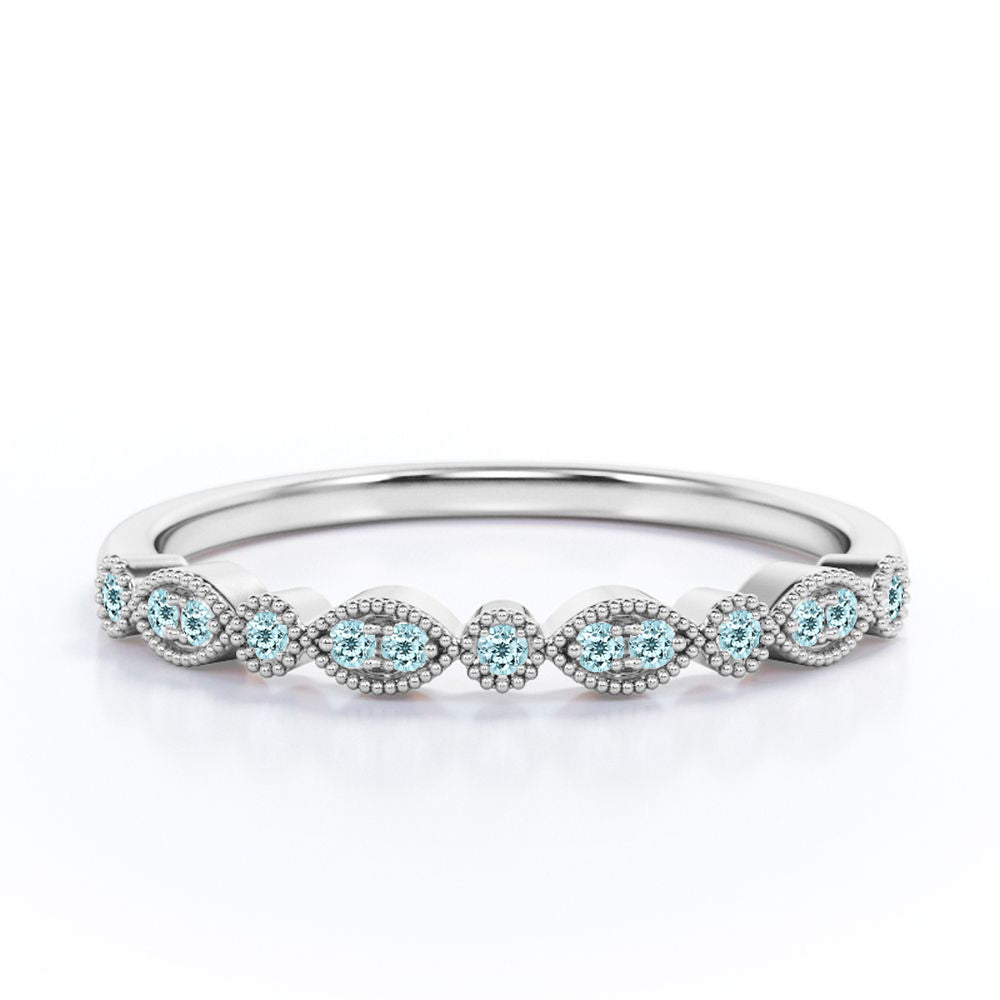 0.25 Carat March Birthstone Art-Deco Wedding Band