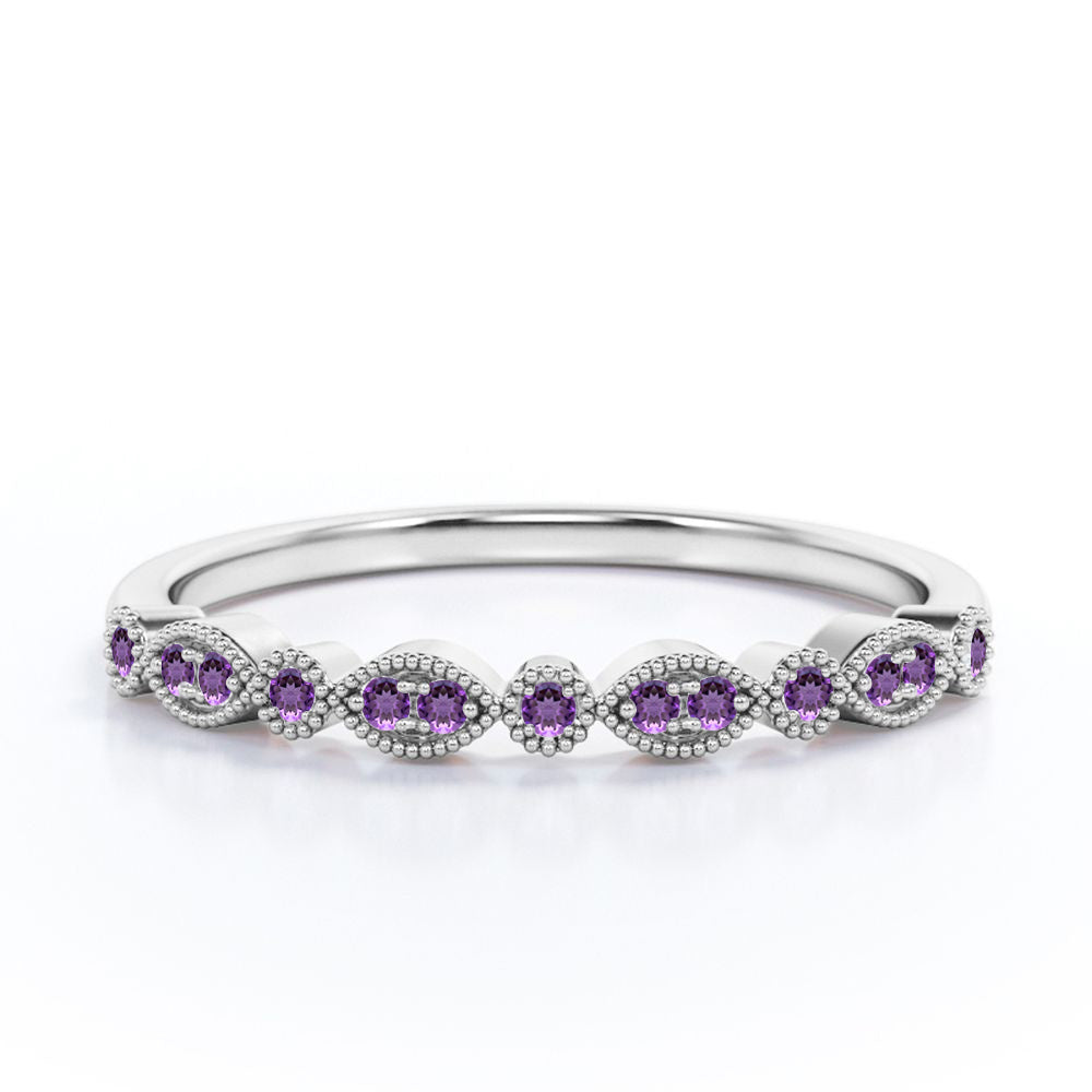 0.25 Carat February Birthstone Art-Deco Wedding Band