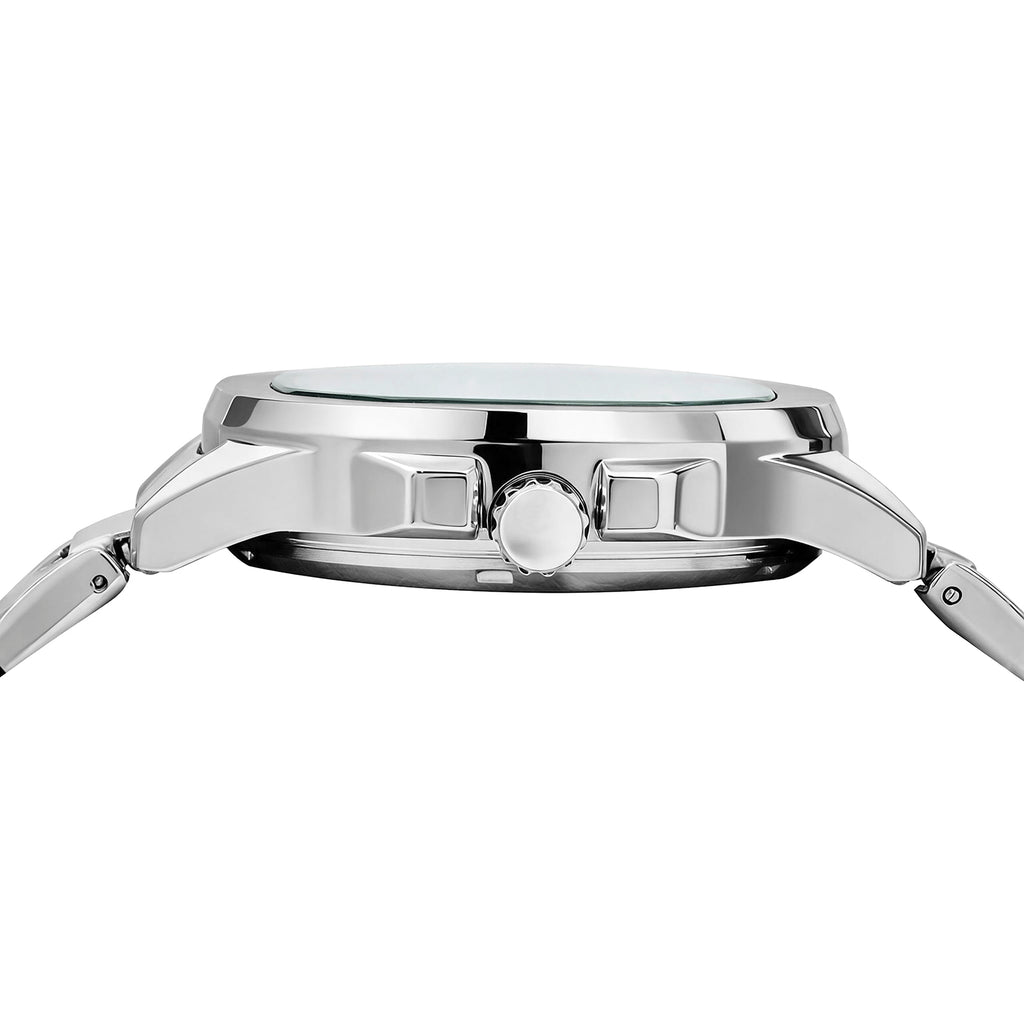 JeenMata Men’s Stainless Steel Octagon Watch, Water-Resistant White Geometric Skeleton Dial
