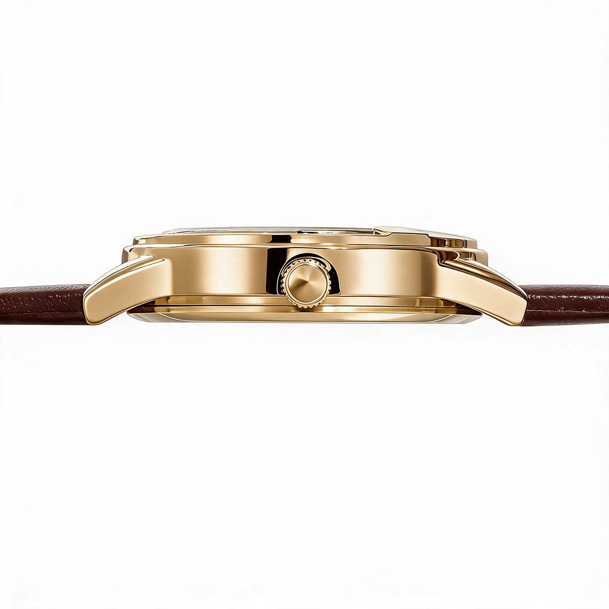 JeenMata Women's Vintage Gold & Brown Watch - Crystal Bezel Gold Case, Deep Brown Dial, Water Resistant Leatherette Wrist Watch
