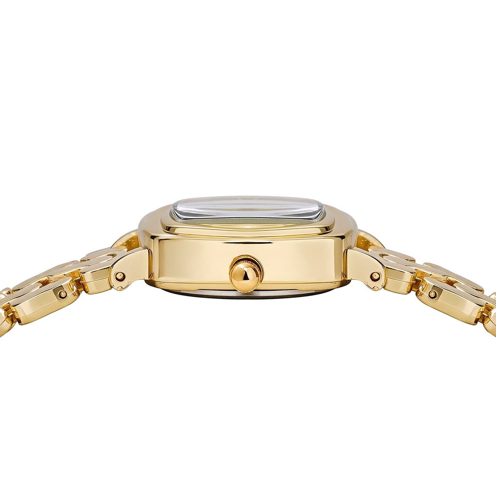 JeenMata Women's Classic Gold Watch - Crisp White Cushion Dial, Gold Stainless Steel Bracelet, Water Resistant Wrist Watch
