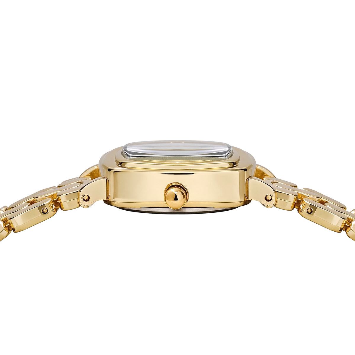 JeenMata Women's Classic Gold Watch - Crisp White Cushion Dial, Gold Stainless Steel Bracelet, Water Resistant Wrist Watch