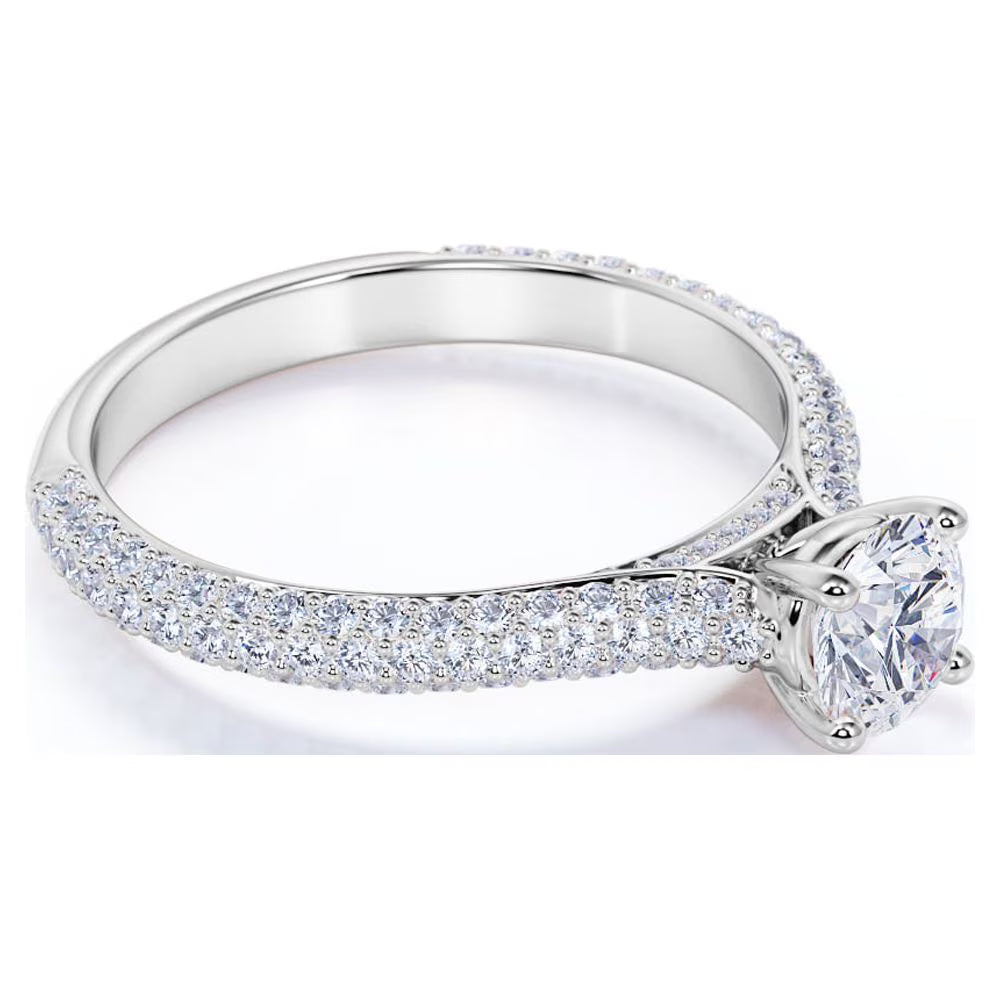 JeenMata 1.75 Carat Round Cut Moissanite Engagement Ring - Classic Engagement Ring - Cluster Ring - 18k White Gold Over Silver