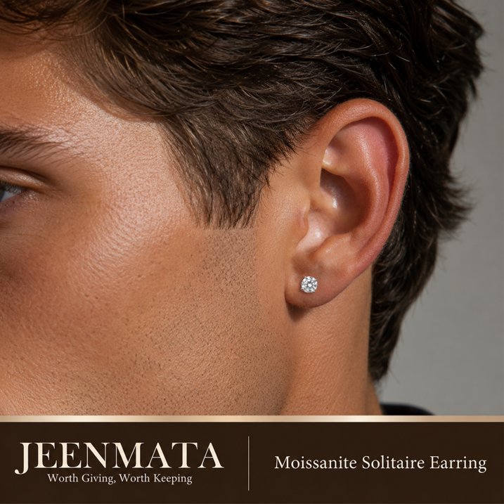 JeenMata 1 Carat Round Solitaire Moissanite Stud Earrings for Women, Earrings for Men, 18K White Gold Plated, Hypoallergenic Earrings, D VS1, Stud Earring for Woman, Jewelry, Gift, Earrings