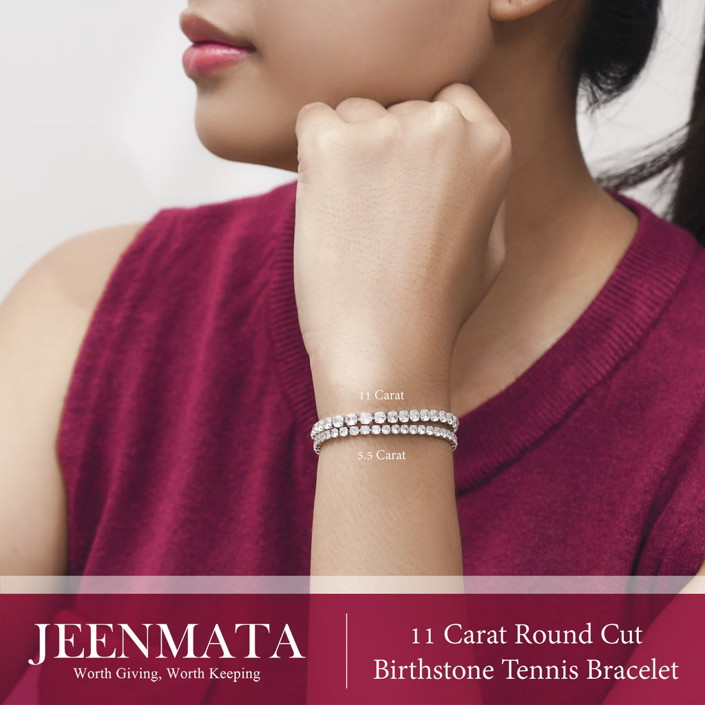 11 TCW Round Cut September - Blue Sapphire - Birthstone Tennis Bracelet for Women in Eternity Design - White Gold Plating, Female, Adult