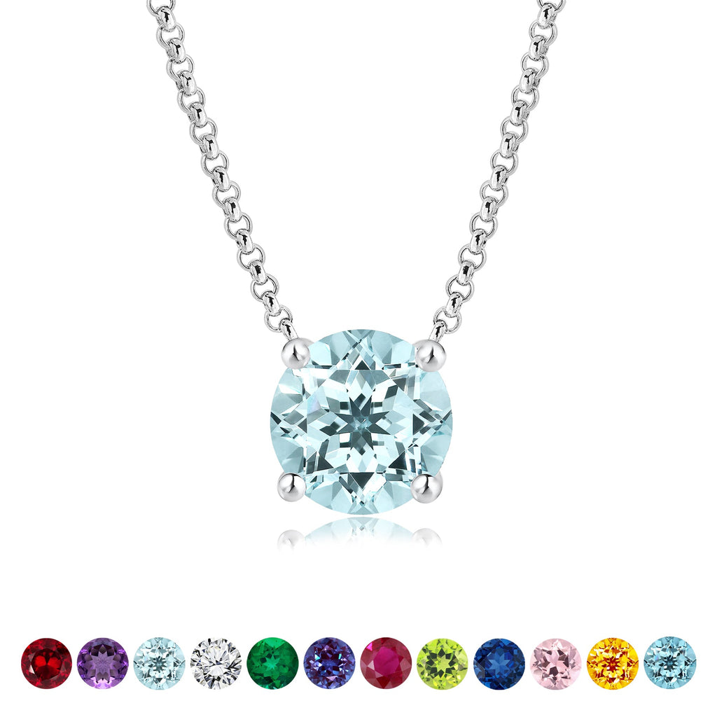 JeenMata 1 Carat Aquamarine - March Birthstone Solitaire Pendant Necklace in 18K Yellow Gold Plated, Female, Adult