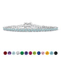 Classic 5.5 TCW Round Cut March - Aquamarine - Birthstone Tennis Bracelet Eternity Design - White Gold Plating, Female, Adult