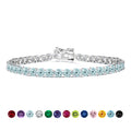 11 TCW Round Cut March - Aquamarine - Birthstone Tennis Bracelet for Women in Eternity Design - White Gold Plating, Female, Adult