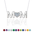 MOM Pendant Necklace - Ice Blue Stone - March Birthstone in 18K White Gold over Sterling Silver
