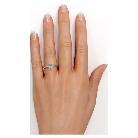 JeenMat Engagement Ring - Prong Setting - Solitaire Promise Ring in 18K White Gold Plating for Women