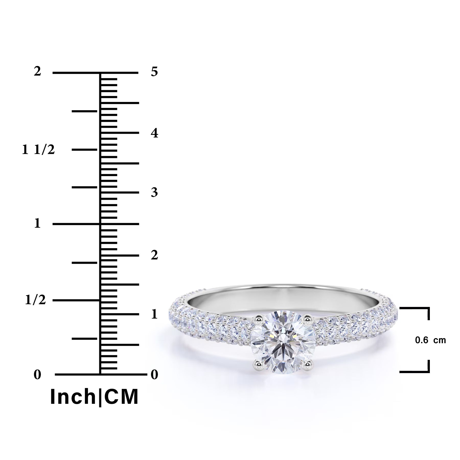 JeenMata 1.75 Carat Round Cut Moissanite Engagement Ring - Classic Engagement Ring - Cluster Ring - 18k White Gold Over Silver