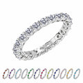 JeenMata 3.5 Carat Round Cut April Birthstone - Multicolor Eternity Wedding Band - Cubic Zirconia Rings in 18K White Gold Plating for Women