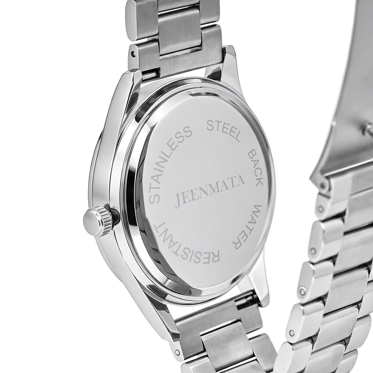 JeenMata Men’s Skeleton Dial Stainless Steel Watch, Water-Resistant Blue Dial with Roman Numerals