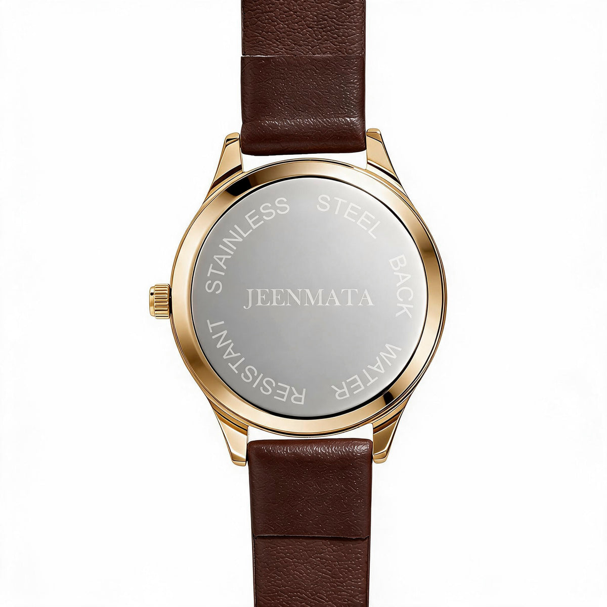 JeenMata Women's Vintage Gold & Brown Watch - Crystal Bezel Gold Case, Deep Brown Dial, Water Resistant Leatherette Wrist Watch