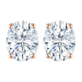 JeenMata 2 Carat Oval Cut Moissanite Solitaire Stud Earrings - 4 Prong - In 18K Rose Gold Plating Over Silver.