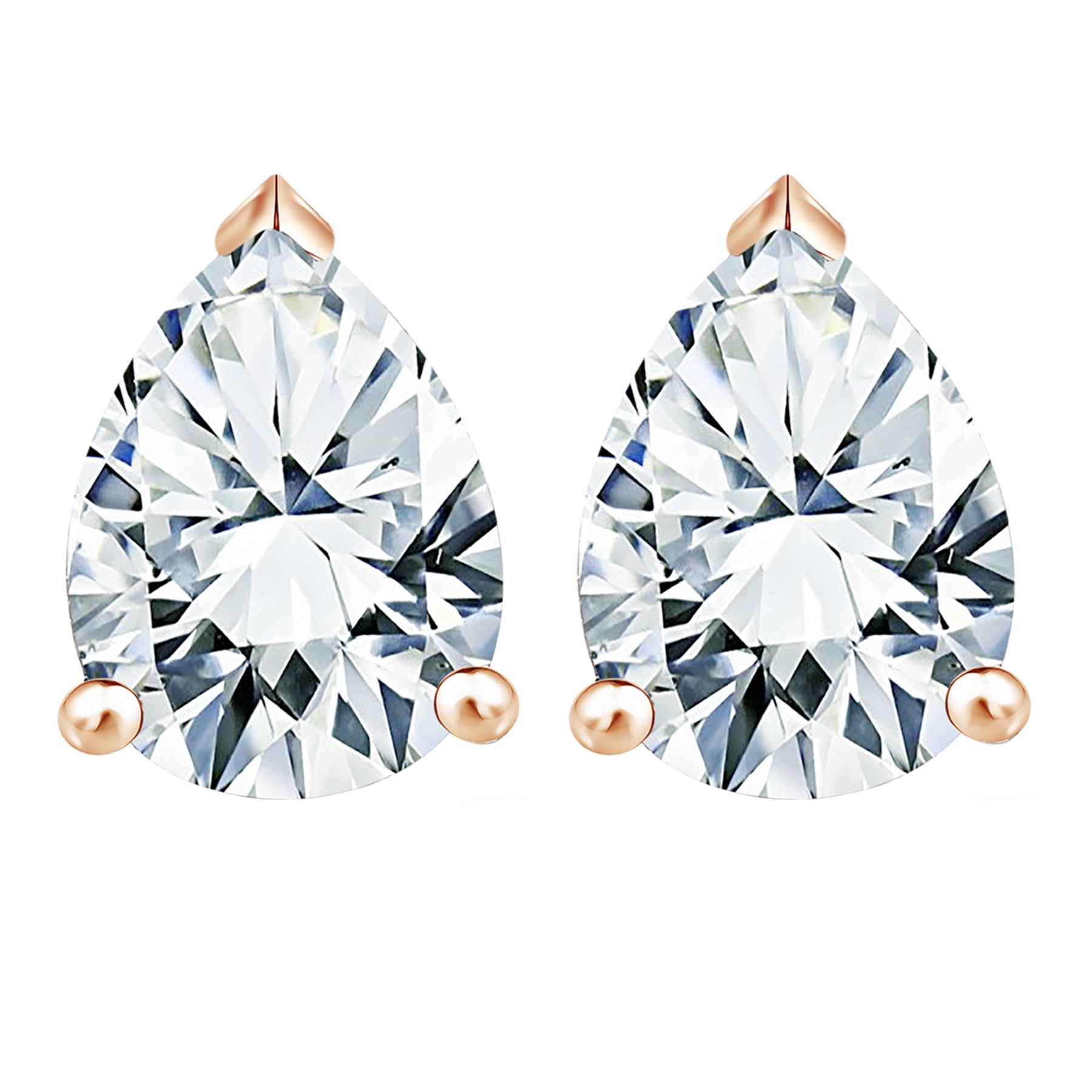 4 Carat Pear Cut Moissanite Minimalist Solitaire Stud Earrings In 18K White Gold Plating Over Silver