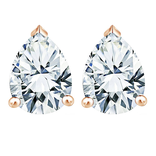 4 Carat Pear Cut Moissanite Minimalist Solitaire Stud Earrings In 18K White Gold Plating Over Silver