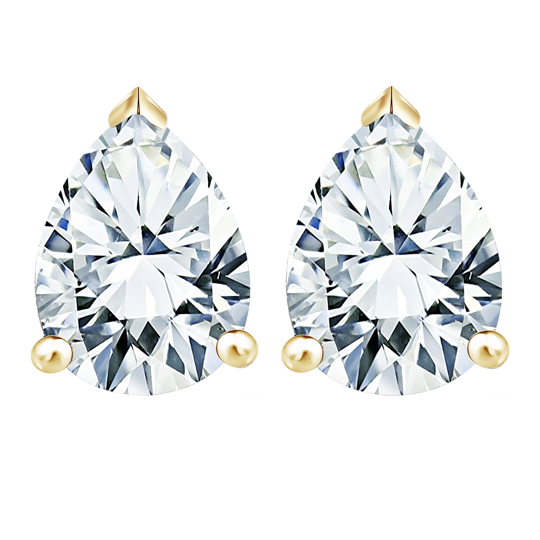 4 Carat Pear Cut Moissanite Minimalist Solitaire Stud Earrings In 18K White Gold Plating Over Silver