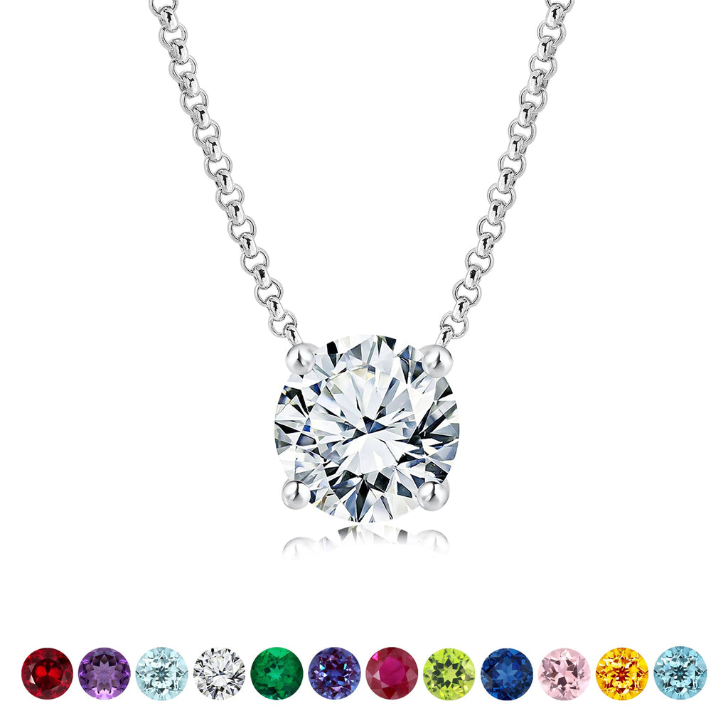 JeenMata 1 Carat Moissanite - April Birthstone Solitaire Pendant Necklace in 18K Yellow Gold over Silver, Female, Adult