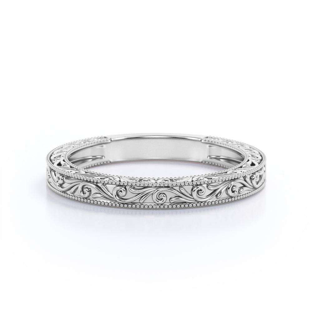 Vintage Filigree Plain Wedding Ring Band
