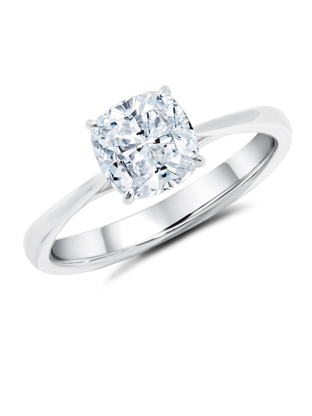Solitaire 1 Carat Cushion Cut Moissanite Engagement Ring