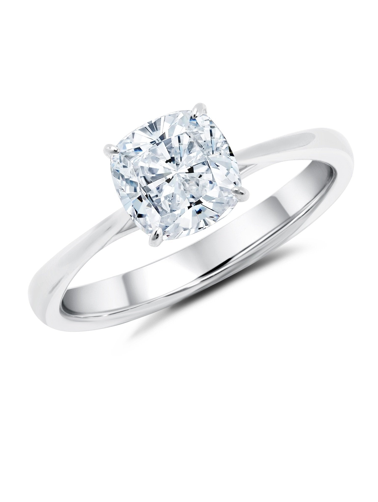 Solitaire 1 Carat Cushion Cut Moissanite Engagement Ring