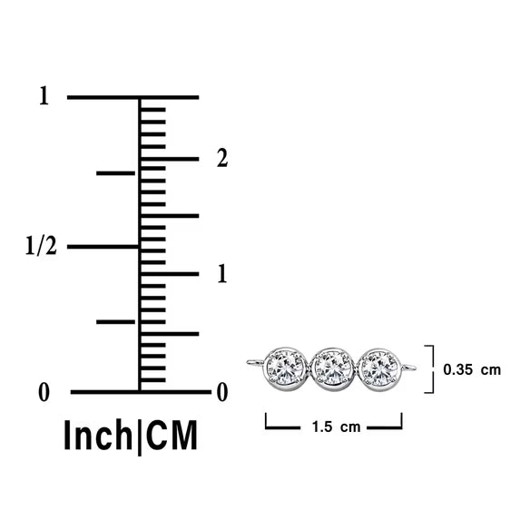 JeenMata Lab Grown Diamond Three Stones Bracelet - Adjustable Slider White Gold Plating Bracelet for Women