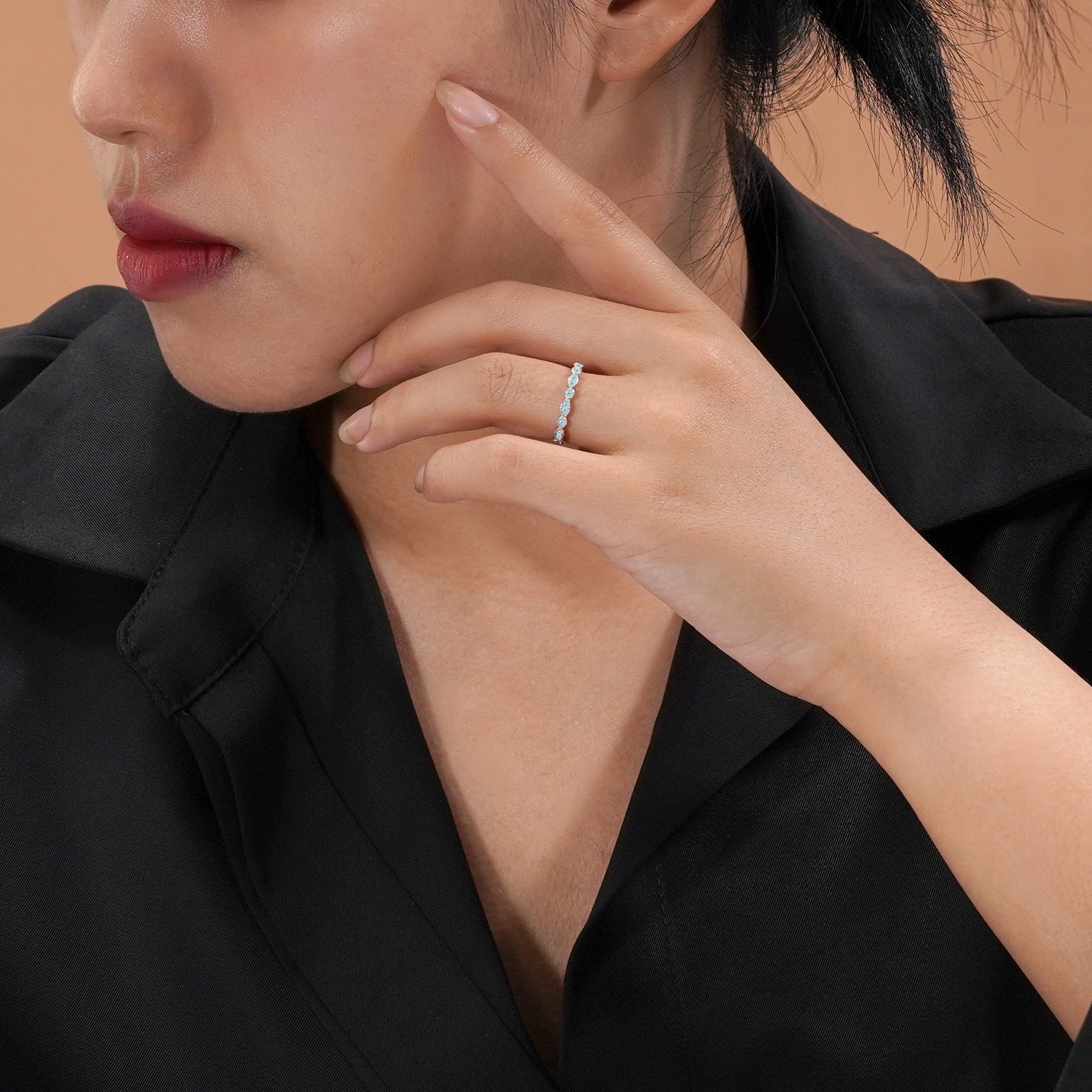 0.25 Carat March Birthstone Art-Deco Wedding Band