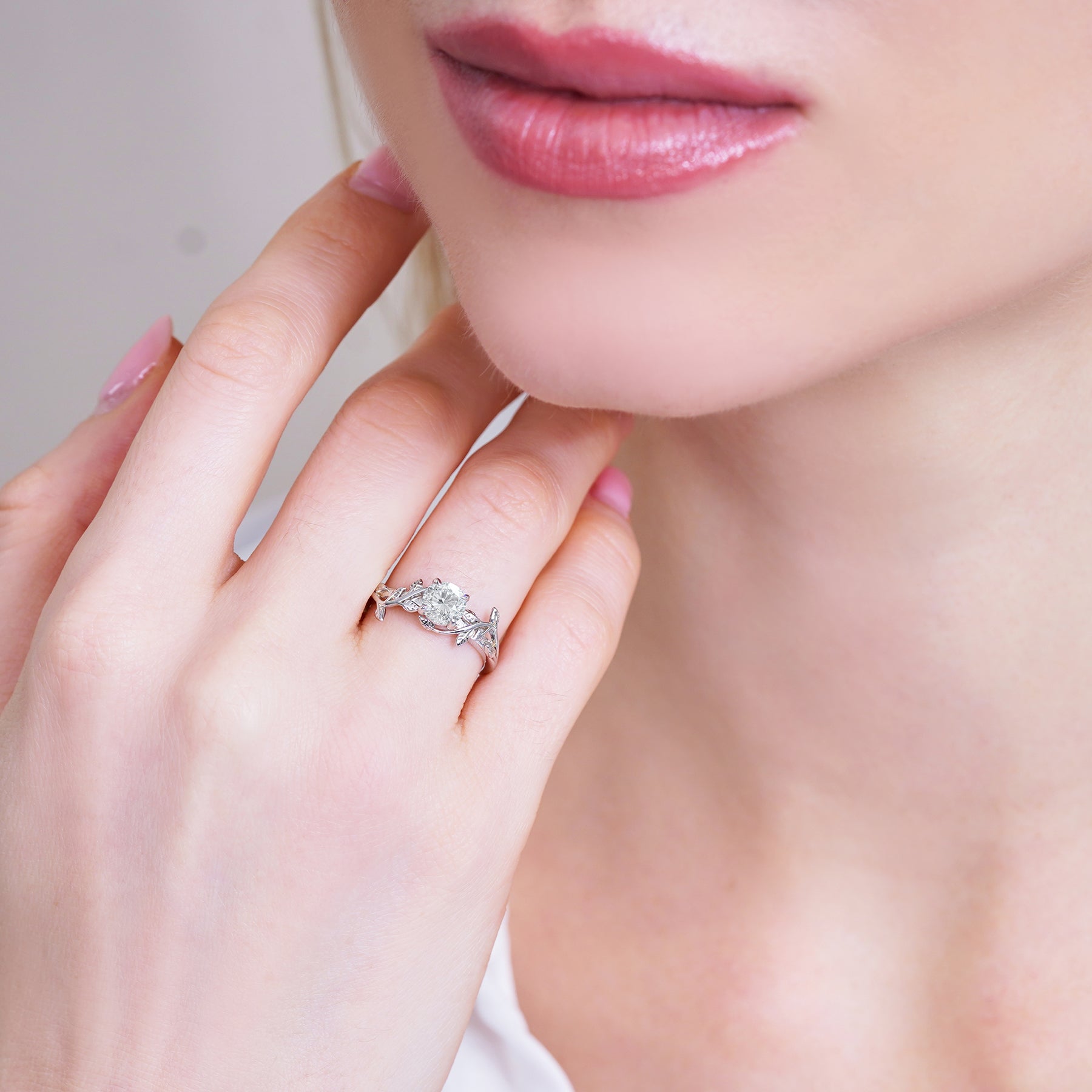 JeenMata 2 Carat Round Cut Moissanite Bohemian Engagement Ring - Vintage Moissanite Promise Ring - 18K White Gold Plating for Women