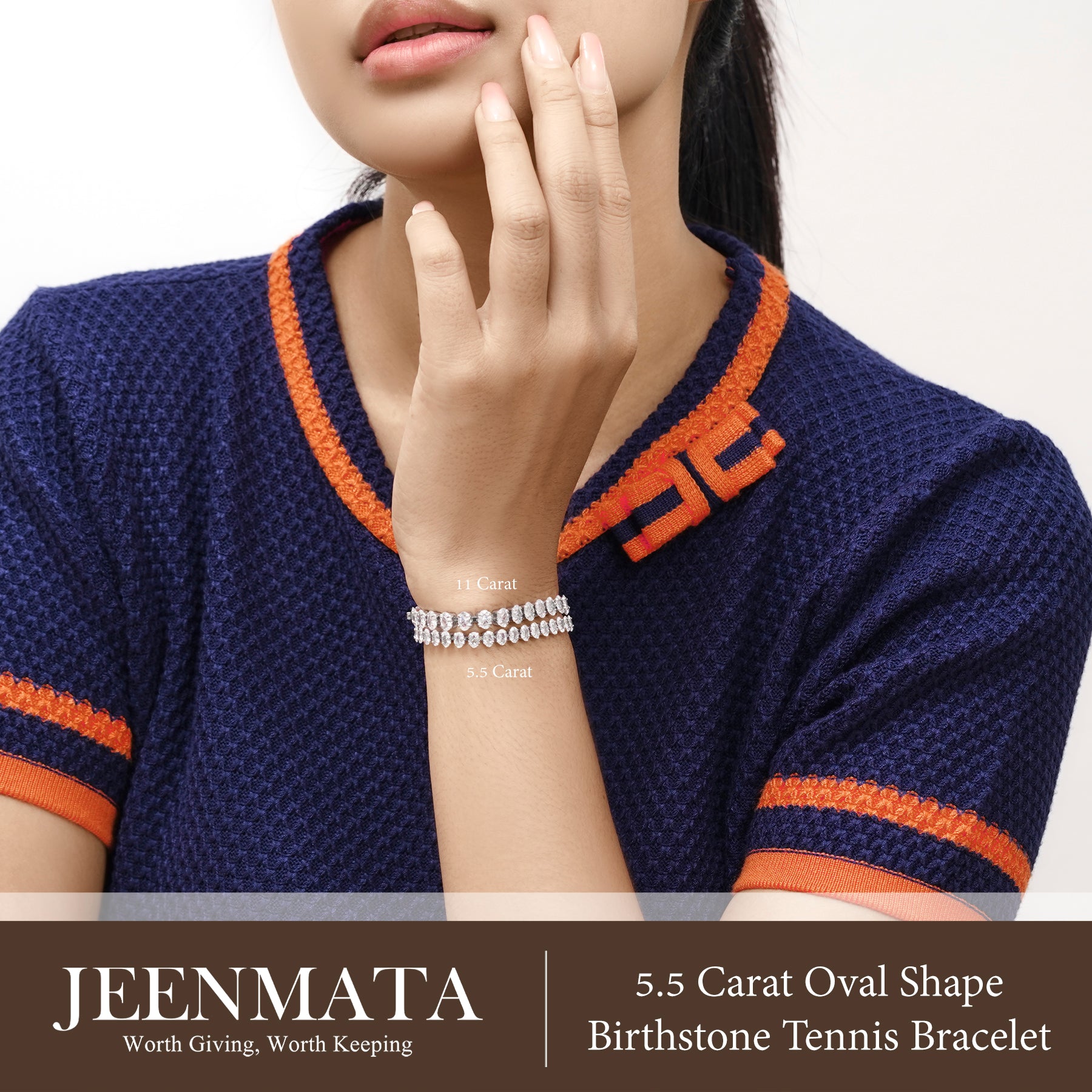 JeenMata 5.5 Carat July Ruby - Oval Cut Birthstone Tennis Bracelet Eternity Design - White Gold Plating, Female, Adult