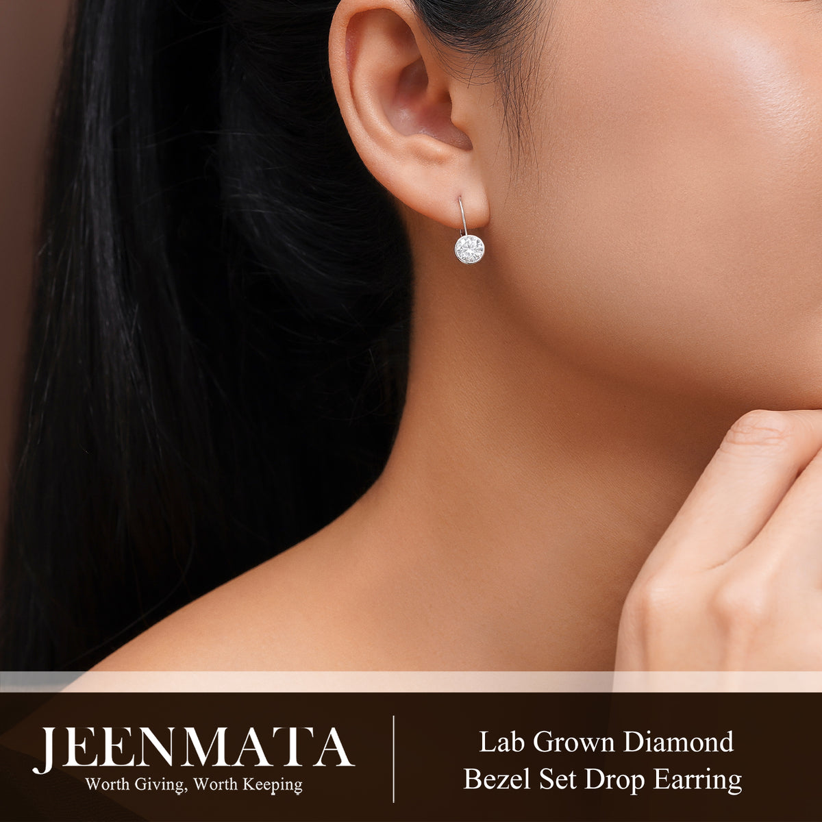 JeenMata 1.25 Carat Lab Grown Diamond Bezel Set Leverback Drop Earring - in 18K White Gold Plating Earrings for Women, Gift for Girlfriend, Mother, Her