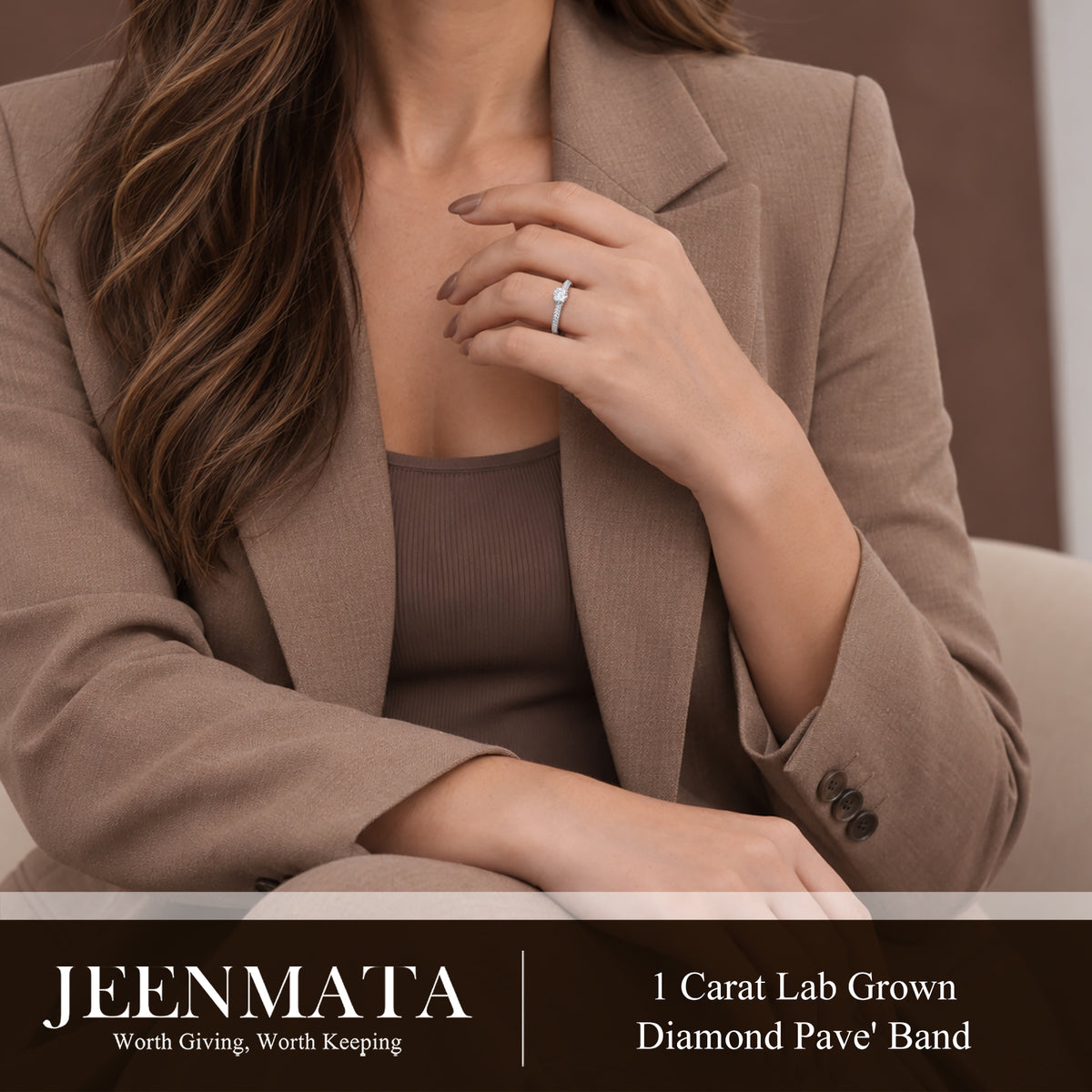 JeenMata 1 Carat Round Brilliant Cut Lab Grown Diamond Micro Pave Set Engagement Ring - Vintage Style Promise Ring in 18K White Gold Plating for Women