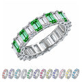 JeenMata 10 Carat Emerald Cut May Birthstone - Multicolor Eternity Wedding Band - Emerald & Cubic Zirconia Rings in 18K White Gold Plating for Women
