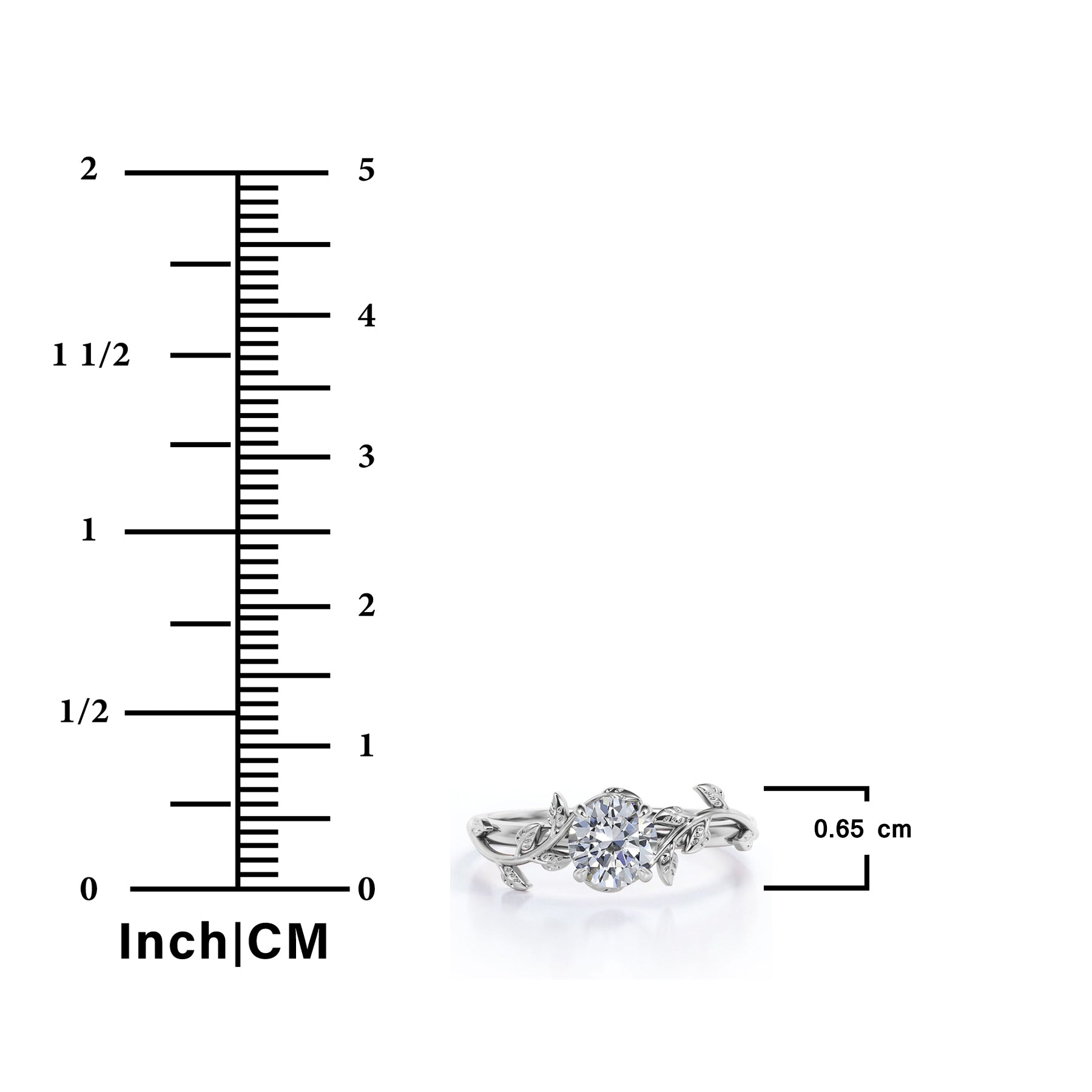 JeenMata 0.50 Carat Round Cut Moissanite Bohemian Engagement Ring - Vintage Moissanite Promise Ring - 18k White Gold Plating for Women