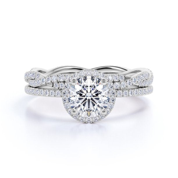 2 Carat Round Cut Moissanite Infinity Wedding Set