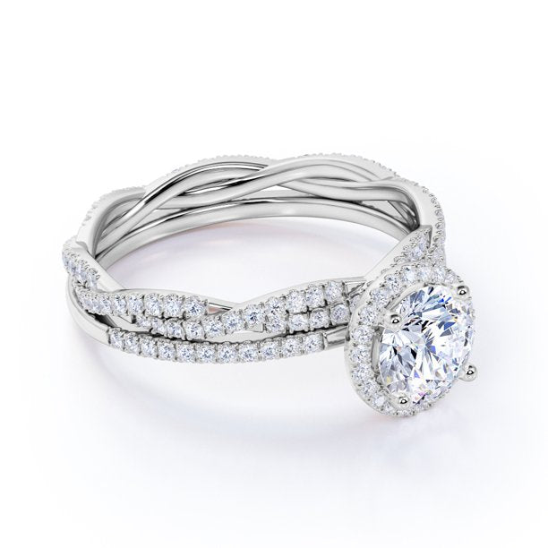2 Carat Round Cut Moissanite Infinity Wedding Set