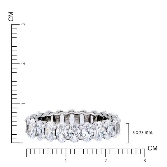 JeenMata 7.25 Carat Oval Cut Cubic Zirconia Eternity Anniversary Ring - Classic Prong Style Wedding Ring in White Gold Plating for Women