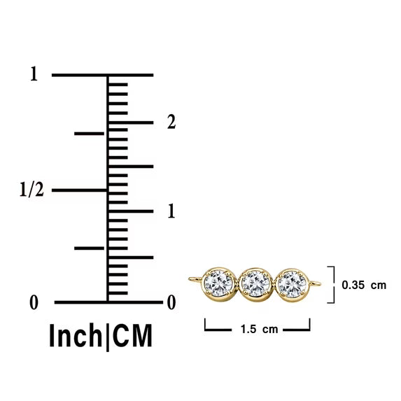 JeenMata Lab Grown Diamond Three Stones Bracelet - Adjustable Slider Yellow Gold Plating Bracelet for Women
