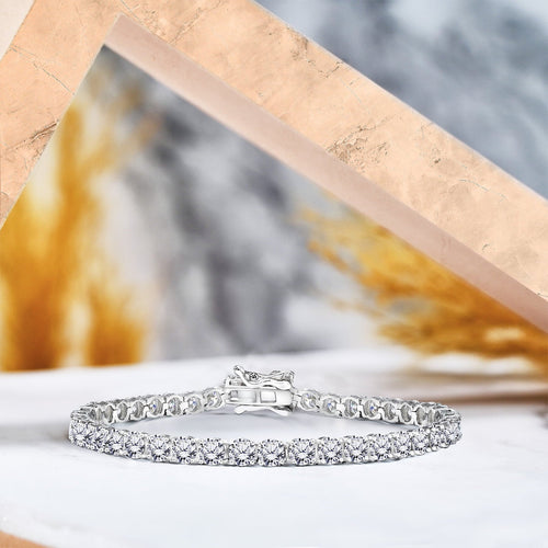 11 TCW Round Cut Tennis Bracelet for Women in Eternity Design in 18K White Gold over Brass