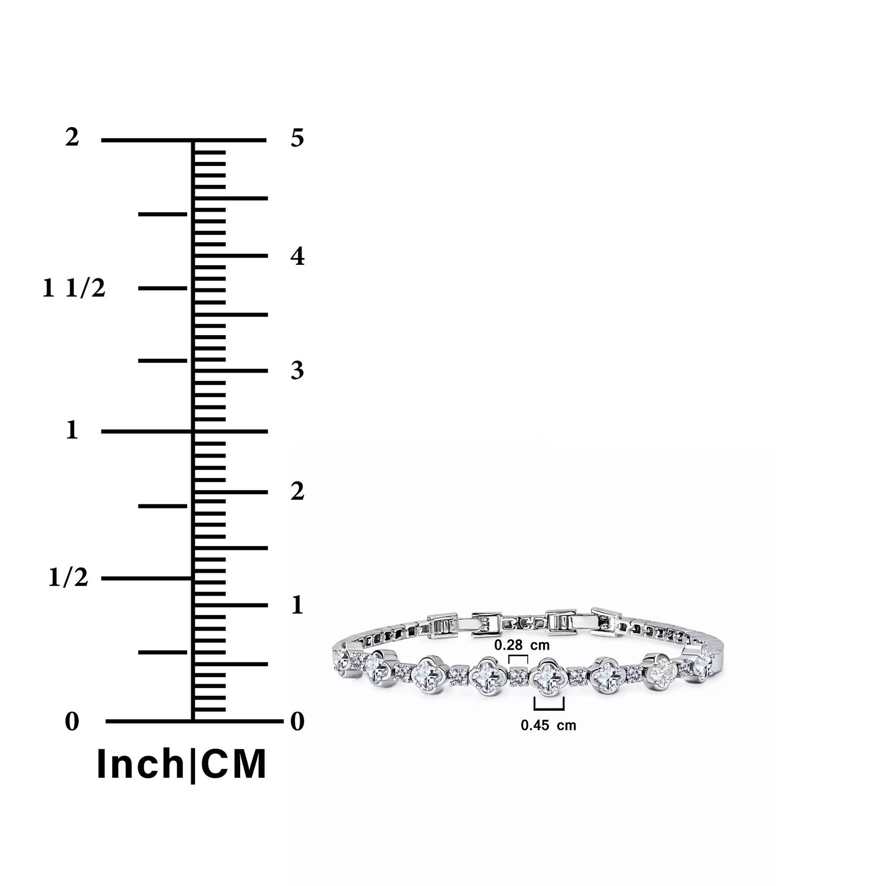 JeenMata 4.5 Carat Round Lab Grown Diamond & Flower Moissanite Bracelet - Feminine Floral Style in 18K White Gold Plating for Women