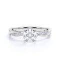 JeenMata Cathedral Prong 1 Carat Round Shaped Moissanite Half Pave Infinity Twisted Shank Engagement Ring In 18K White Gold Plating Over Silver