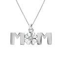 Four-Leaf Clover Mom Certified Lab Diamond Necklace in 18K White Gold over Silver
