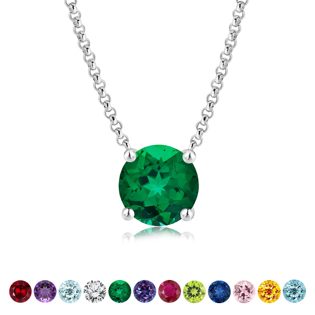 JeenMata 1 Carat Emerald - May Birthstone Solitaire Pendant Necklace in 18K Yellow Gold Plated, Female, Adult