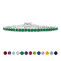 Classic 5.5 TCW Round Cut May - Emerald - Birthstone Tennis Bracelet Eternity Design - White Gold Plating, Female, Adult