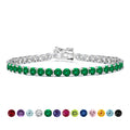 11 TCW Round Cut May - Emerald - Birthstone Tennis Bracelet for Women in Eternity Design - White Gold Plating, Female, Adult